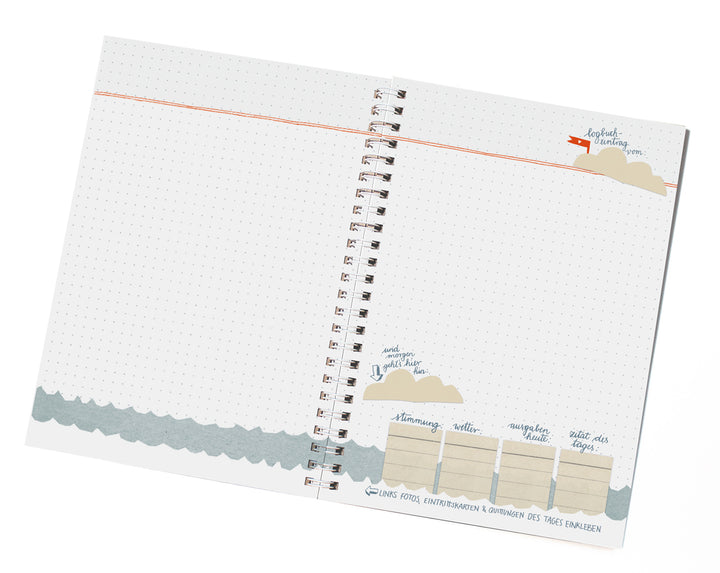 Reisetagebuch A5 zum selberschreiben & gestalten | Logbuch einer Reise | dotted, Blau