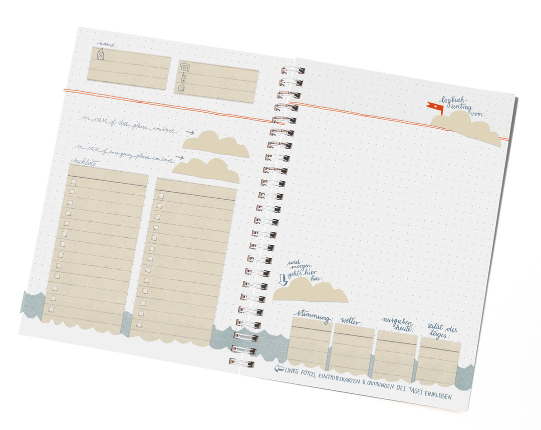 Reisetagebuch A5 zum selberschreiben & gestalten | Logbuch einer Reise | dotted, Blau