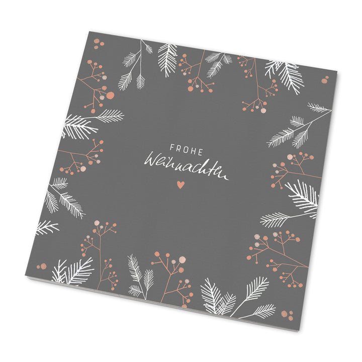 25 Marmeladendeckchen - Frohe Weihnachten! | Gläserdeckchen Grau mit Zweigen für Marmelade | Recyclingpapier Abreißblock, 10 m Jute Garn, Justiergummi - Kopie