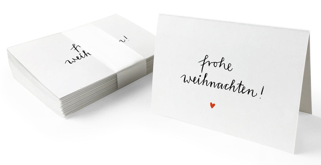 25 Geschenkanhänger frohe Weihnachten! WEISS | originelle mini Weihnachtskarten zum Weihnachtsgeschenke Beschriften | A7 Recyclingpapier Klappkarten