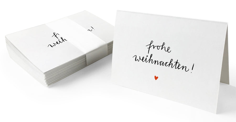 25 Geschenkanhänger frohe Weihnachten! WEISS | originelle mini Weihnachtskarten zum Weihnachtsgeschenke Beschriften | A7 Recyclingpapier Klappkarten