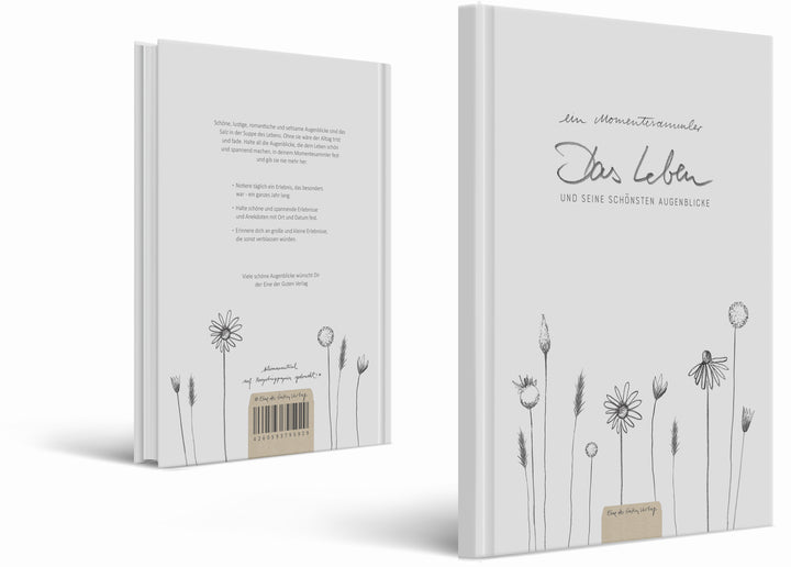 Momentesammler Eintragbuch | A5 Notizbuch - Das Leben und seine schönsten Augenblicke | Hardcover Tagebuch für Erinnerungen, Erlebnisse & Anekdoten, Weiß Beige
