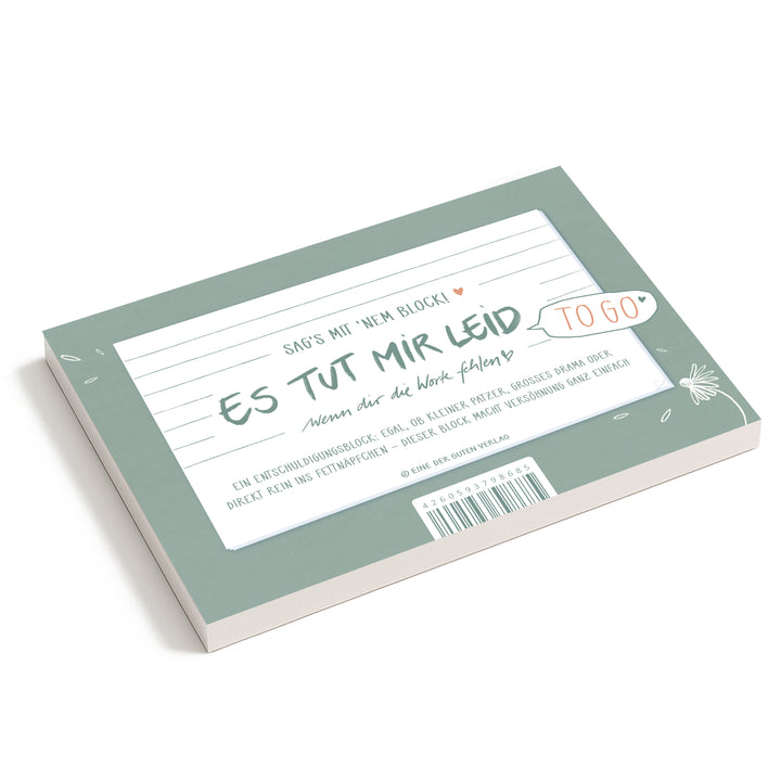 Briefblock to go – Es tut mir leid Entschuldigungsblock | A6 Abreißblock mit 50 Blatt | ehrliche Entschuldigungen statt leerem Sorry