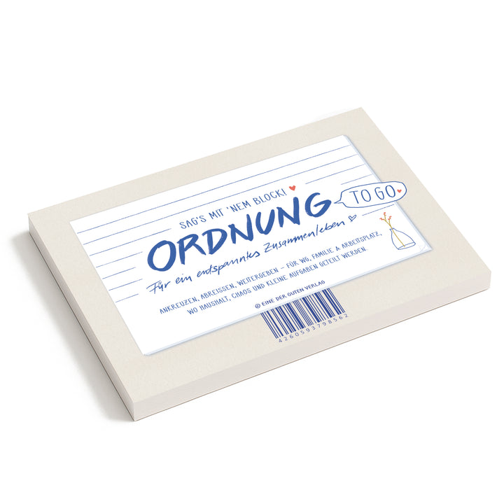 Briefblock – Ordnung to go | A6 Abreißblock mit 50 Blatt | dein Block für Haushalt & gemeinsames Wohnen