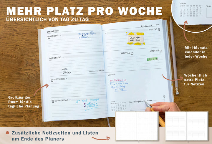 Jahresübersicht Terminkalender 2026 als Hausaufgabenheft oder Schülerkalender verwendbar