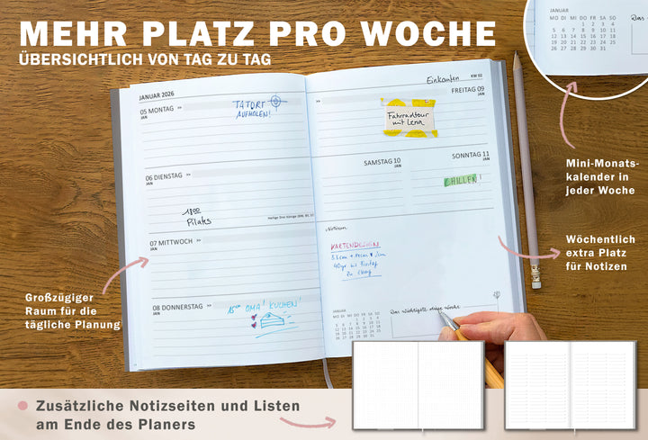 Terminkalender 2026 als Hausaufgabenheft oder Schülerkalender verwendbar