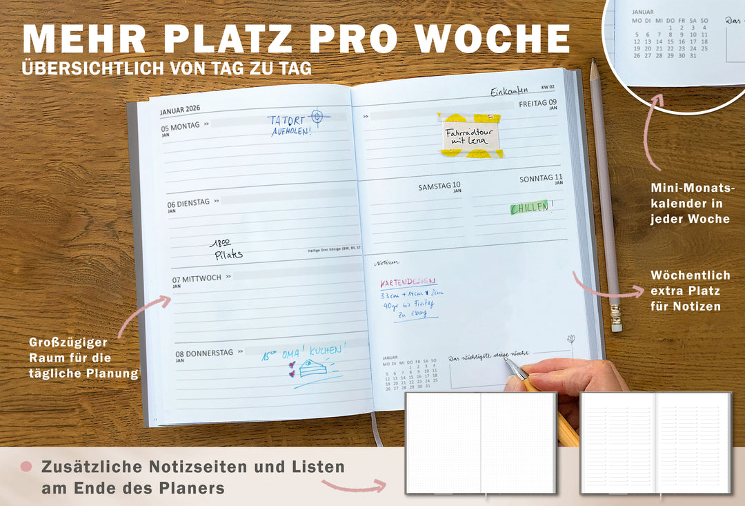 Terminkalender 2026 als Hausaufgabenheft oder Schülerkalender verwendbar