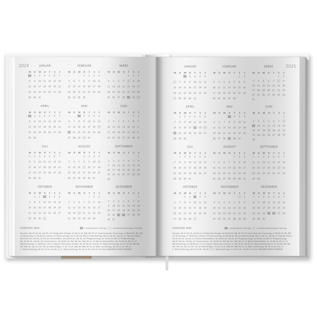 A5 Terminkalender undatiert - Klar durchs Jahr | Tagesplaner und Notizbuch für mehr Achtsamkeit | Hardcover Taschenkalender Terminplaner | Weiß
