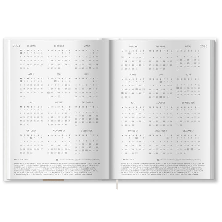 A5 Terminkalender undatiert - Klar durchs Jahr | Tagesplaner und Notizbuch für mehr Achtsamkeit | Hardcover Taschenkalender Terminplaner | Weiß