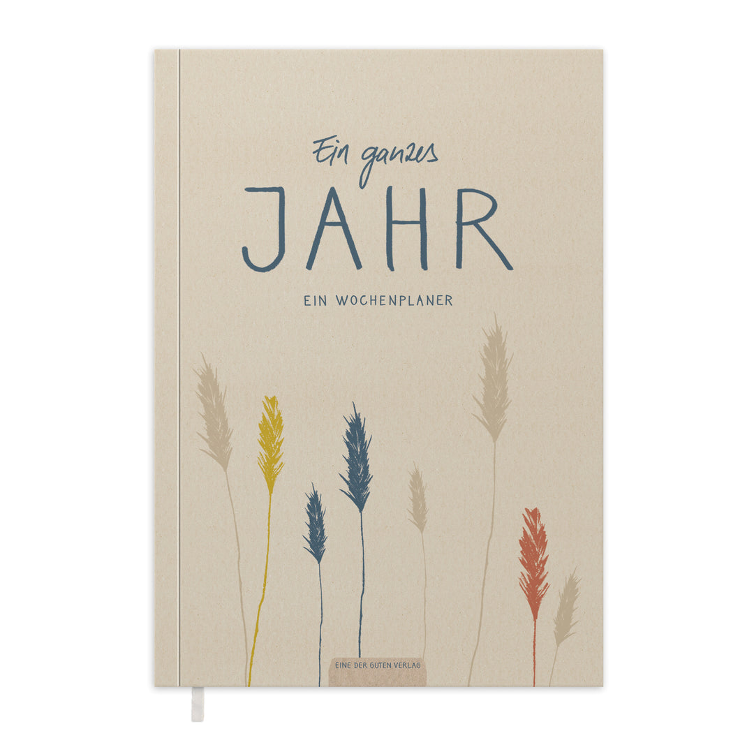 A5 Terminkalender - Kalender ohne Jahr | Wochenplaner Notizbuch für mehr Achtsamkeit | Softcover Taschenkalender & Terminplaner | Creme Beige Blau Rot Gelb