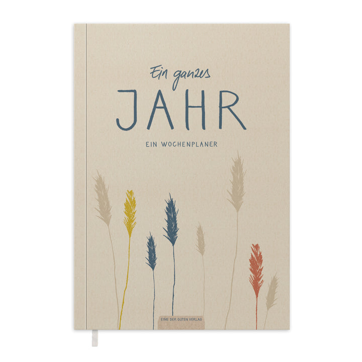 A5 Terminkalender - Kalender ohne Jahr | Wochenplaner Notizbuch für mehr Achtsamkeit | Softcover Taschenkalender & Terminplaner | Creme Beige Blau Rot Gelb