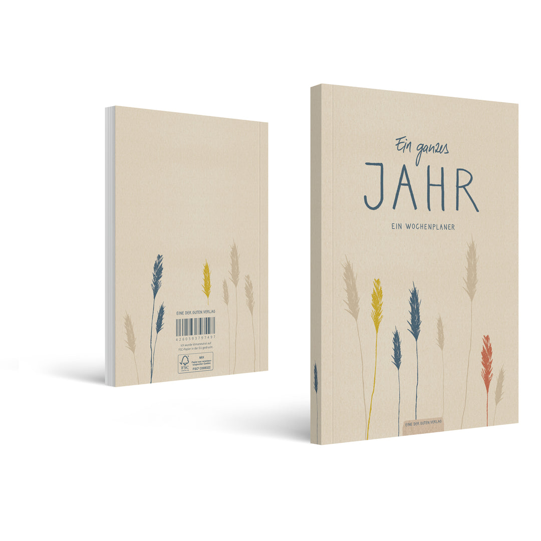 A5 Terminkalender - Kalender ohne Jahr | Wochenplaner Notizbuch für mehr Achtsamkeit | Softcover Taschenkalender & Terminplaner | Creme Beige Blau Rot Gelb