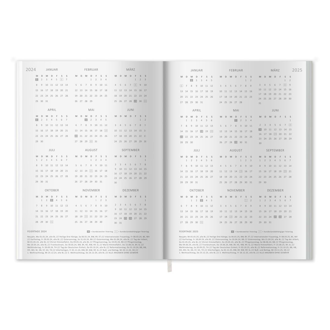 A5 Terminkalender - Kalender ohne Jahr | Wochenplaner Notizbuch für mehr Achtsamkeit | Softcover Taschenkalender & Terminplaner | Creme Beige Blau Rot Gelb