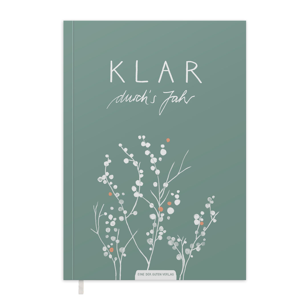 A5 Terminkalender undatiert - Klar durchs Jahr | Tagesplaner und Notizbuch für mehr Achtsamkeit | Softcover Taschenkalender Terminplaner | Grün Weiß