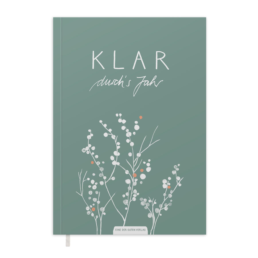 A5 Terminkalender undatiert - Klar durchs Jahr | Tagesplaner und Notizbuch für mehr Achtsamkeit | Softcover Taschenkalender Terminplaner | Grün Weiß