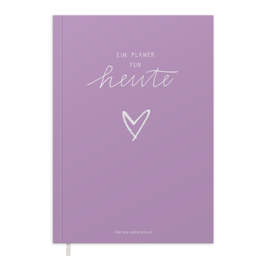 A5 Terminkalender - Kalender ohne Jahr quer | Wochenplaner und Achtsamkeit Notizbuch | Softcover Taschenkalender & Terminplaner | Violett Lila Weiß