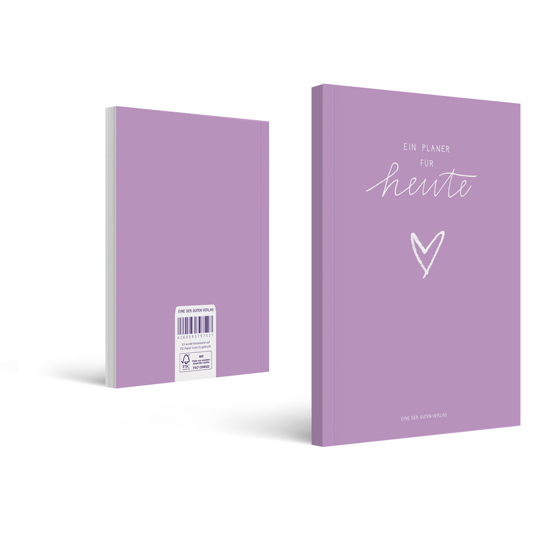 A5 Terminkalender - Kalender ohne Jahr quer | Wochenplaner und Achtsamkeit Notizbuch | Softcover Taschenkalender & Terminplaner | Violett Lila Weiß