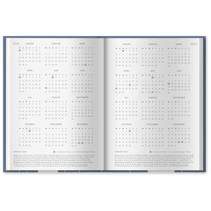 A5 Terminkalender undatiert - Klar durchs Jahr | Tagesplaner und Notizbuch für mehr Achtsamkeit | Hardcover Taschenkalender Terminplaner | Blau Rosa