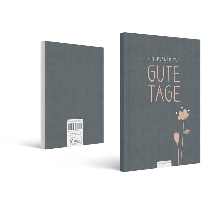 A5 Terminkalender - Kalender ohne Jahr | Wochenplaner und Notizbuch für mehr Achtsamkeit | Softcover Taschenkalender & Terminplaner | Grau Rosa mit Blumen