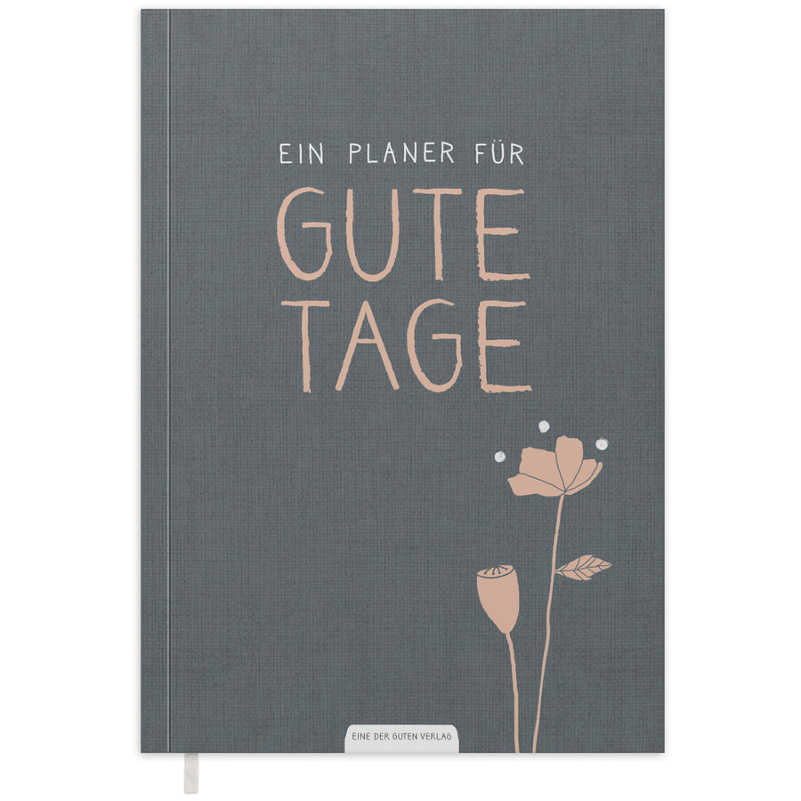 A5 Terminkalender - Kalender ohne Jahr | Wochenplaner und Notizbuch für mehr Achtsamkeit | Softcover Taschenkalender & Terminplaner | Grau Rosa mit Blumen