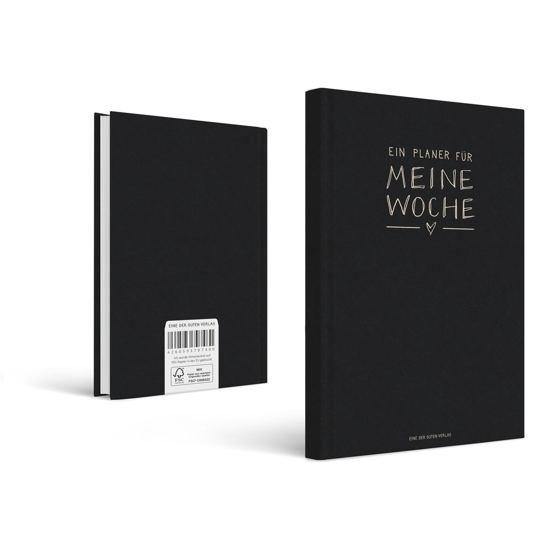 A5 Terminkalender - Kalender ohne Jahr | Wochenplaner und Notizbuch für mehr Achtsamkeit | Hardcover Taschenkalender & Terminplaner | Schwarz Weiß schlicht