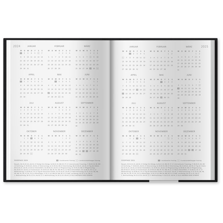A5 Terminkalender - Kalender ohne Jahr | Wochenplaner und Notizbuch für mehr Achtsamkeit | Hardcover Taschenkalender & Terminplaner | Schwarz Weiß schlicht