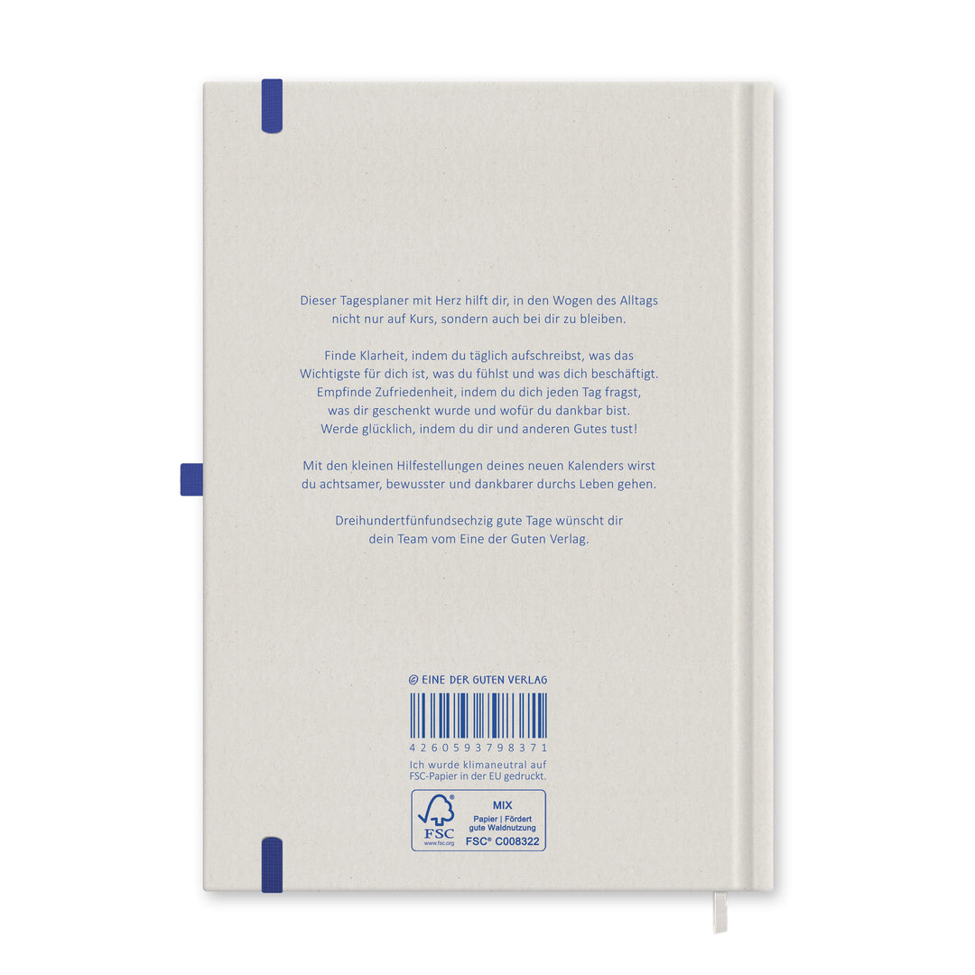 Terminkalender 2026 A5 creme blau rot, Achtsamkeit Geschenkidee beste Freundin