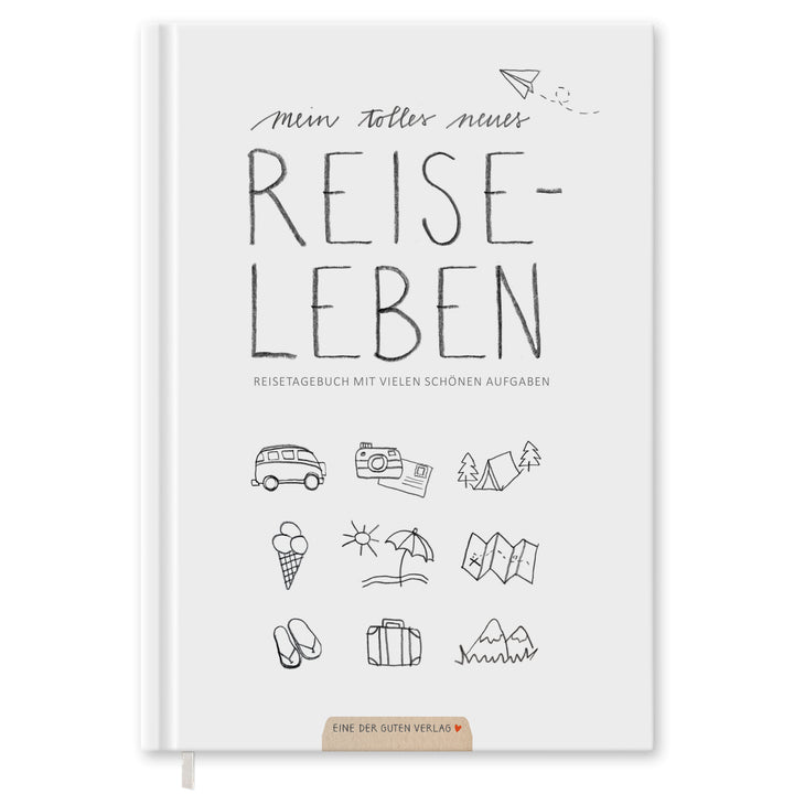 Reisetagebuch mit spannenden Aufgaben | Mein tolles neues Reiseleben | Tagebuch A5 zum selberschreiben | für Urlaub, Ferien, Weltreise | Handlettering Design
