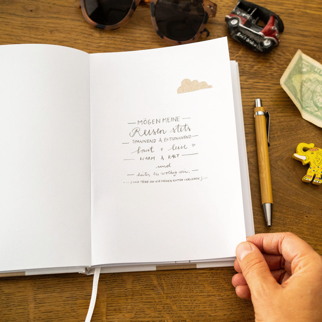Reisetagebuch mit spannenden Aufgaben | Mein tolles neues Reiseleben | Tagebuch A5 zum selberschreiben | für Urlaub, Ferien, Weltreise | Handlettering Design