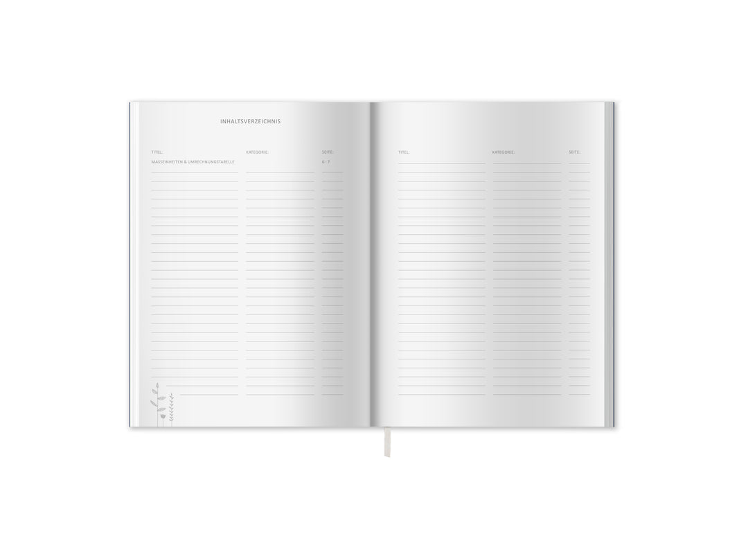 Rezeptbuch A5 zum Selberschreiben - Lieblingsrezepte für die Seele | DIY Kochbuch, Backbuch, Geschenkidee | Blau Weiß Orange Kräuter Design, FSC Papier, Softcover