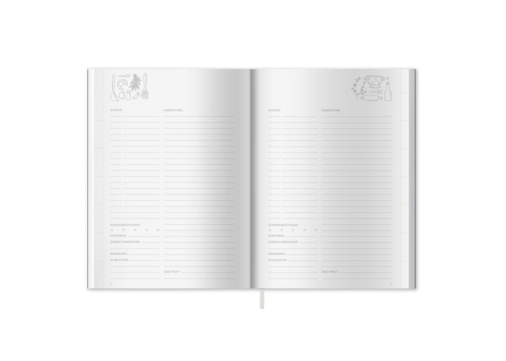 Rezeptbuch A5 zum Selberschreiben - Lieblingsrezepte für die Seele | DIY Kochbuch, Backbuch, Geschenkidee | Blau Weiß Orange Kräuter Design, FSC Papier, Softcover