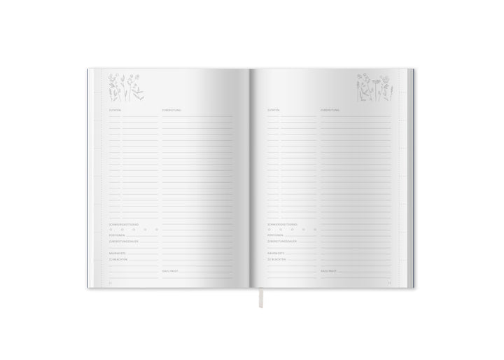 Rezeptbuch A5 zum Selberschreiben - Lieblingsrezepte für die Seele | DIY Kochbuch, Backbuch, Geschenkidee | Blau Weiß Orange Kräuter Design, FSC Papier, Softcover