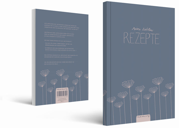 Rezeptbuch A5 zum Selberschreiben - Meine liebsten Rezepte | DIY Kochbuch, Backbuch, Geschenkidee | Blau Rosa Blumen Design, FSC Papier, Softcover