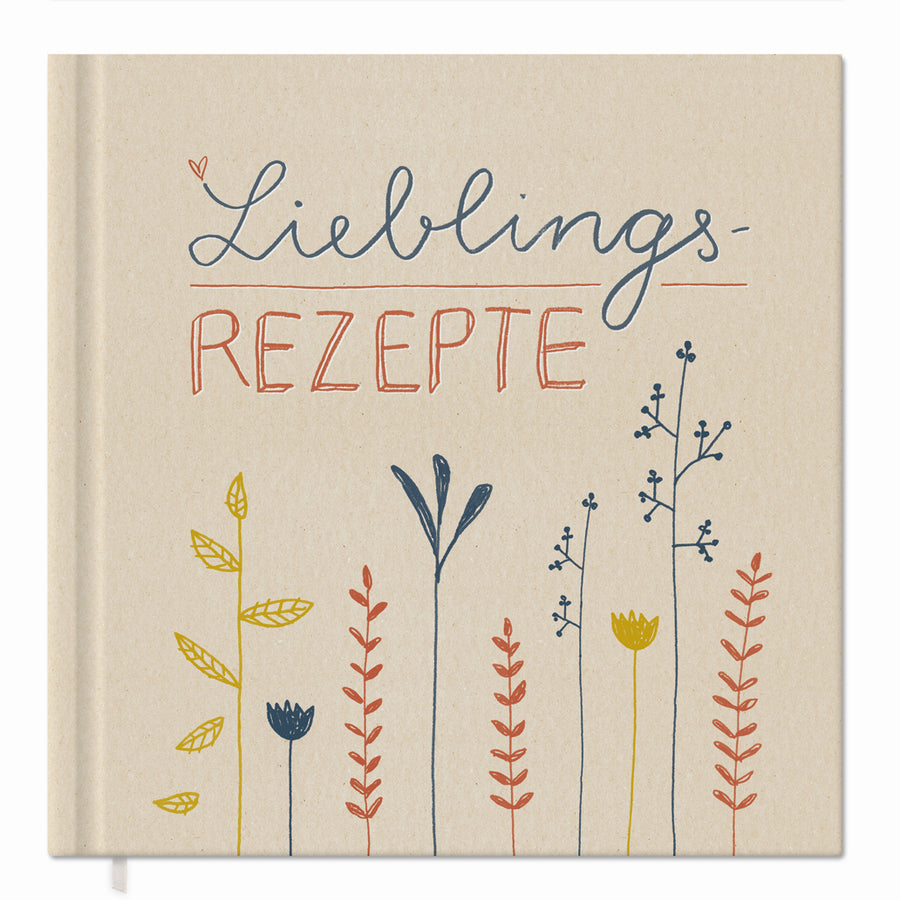 Rezeptbuch zum Selberschreiben | blanko Kochbuch für 80 Lieblingsrezepte | Blumen Design in Creme Beige | Premium Hardcover, 21x21 cm