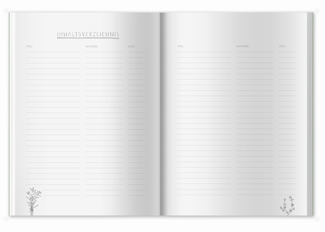 Kleines alles-drin A5 Rezeptbuch zum Selberschreiben | DIY Kochbuch, Backbuch, Geschenkidee | Grün Weiß, FSC-Papier, Softcover