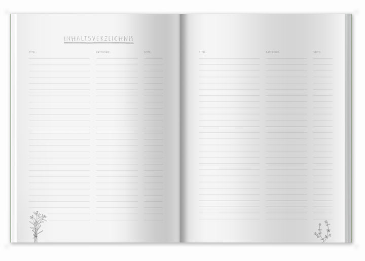 Kleines alles-drin A5 Rezeptbuch zum Selberschreiben | DIY Kochbuch, Backbuch, Geschenkidee | Grün Weiß, FSC-Papier, Softcover