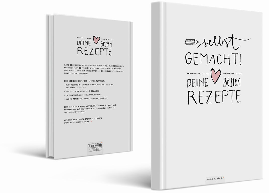 Rezeptbuch zum Selberschreiben - selbst gemacht! - DIY Kochbuch für deine besten Rezepte, Kreatives Geburtstagsgeschenk, Weiß, Hardcover, 17x24 cm