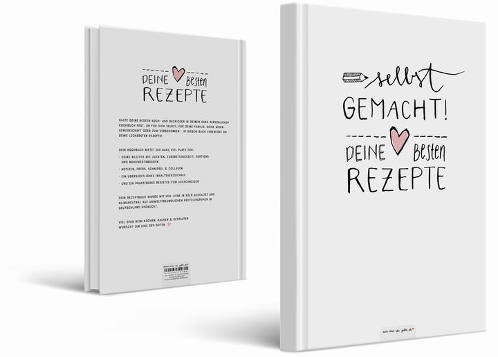 Rezeptbuch zum Selberschreiben - selbst gemacht! - DIY Kochbuch für deine besten Rezepte, Kreatives Geburtstagsgeschenk, Weiß, Hardcover, 17x24 cm