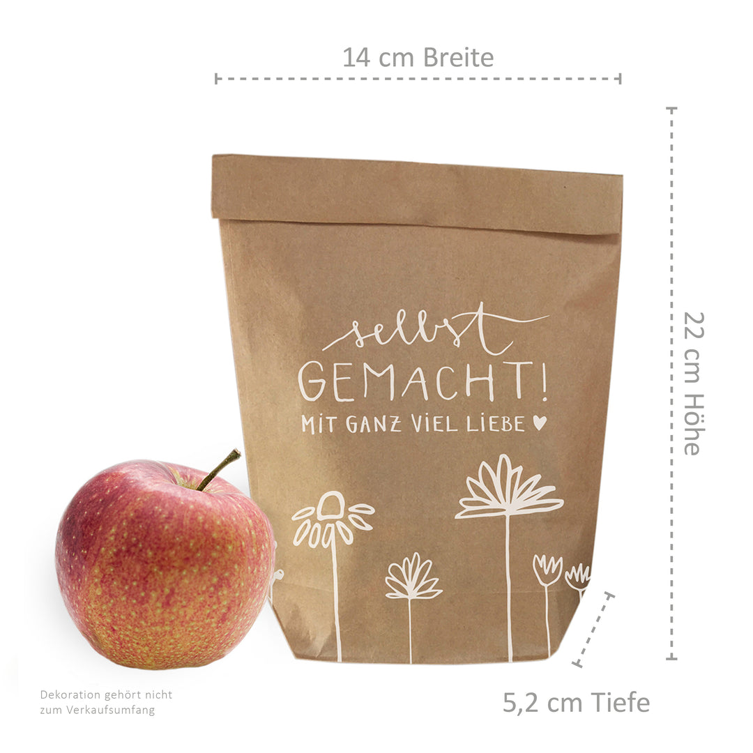 12 Geschenktüten - selbstgemacht! | für persönliche Geschenke zu Weihnachten, Geburtstag, Hochzeit | Geschenkpapier Alternative | 14 x 22 cm | Beige Weiß