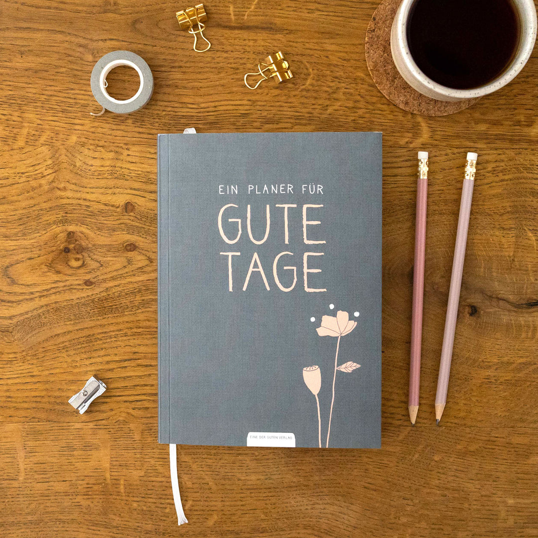 A5 Terminkalender - Kalender ohne Jahr | Wochenplaner und Notizbuch für mehr Achtsamkeit | Softcover Taschenkalender & Terminplaner | Grau Rosa mit Blumen