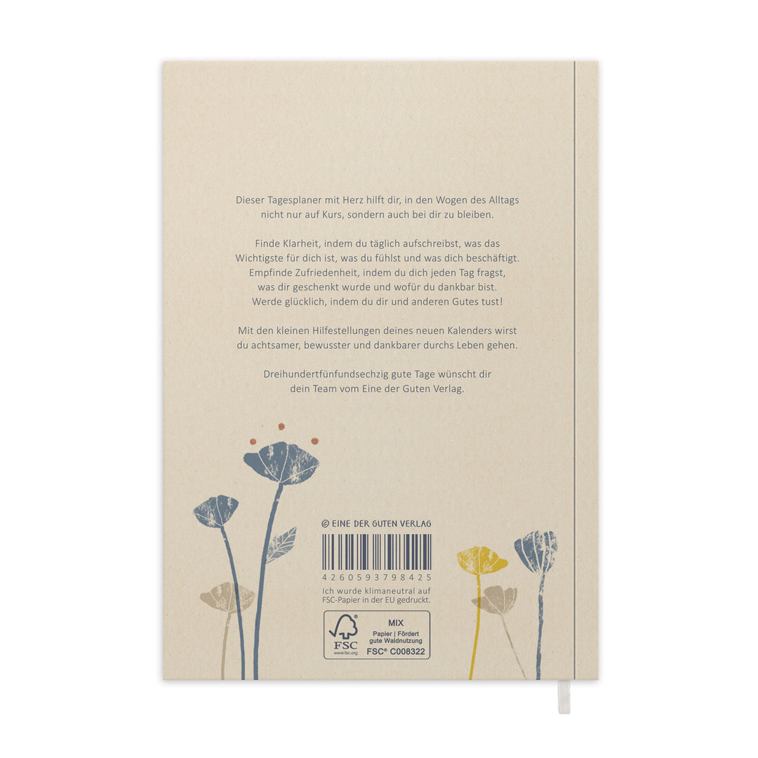 Terminkalender 2026 A5 creme blau rot, Achtsamkeit Geschenkidee beste Freundin