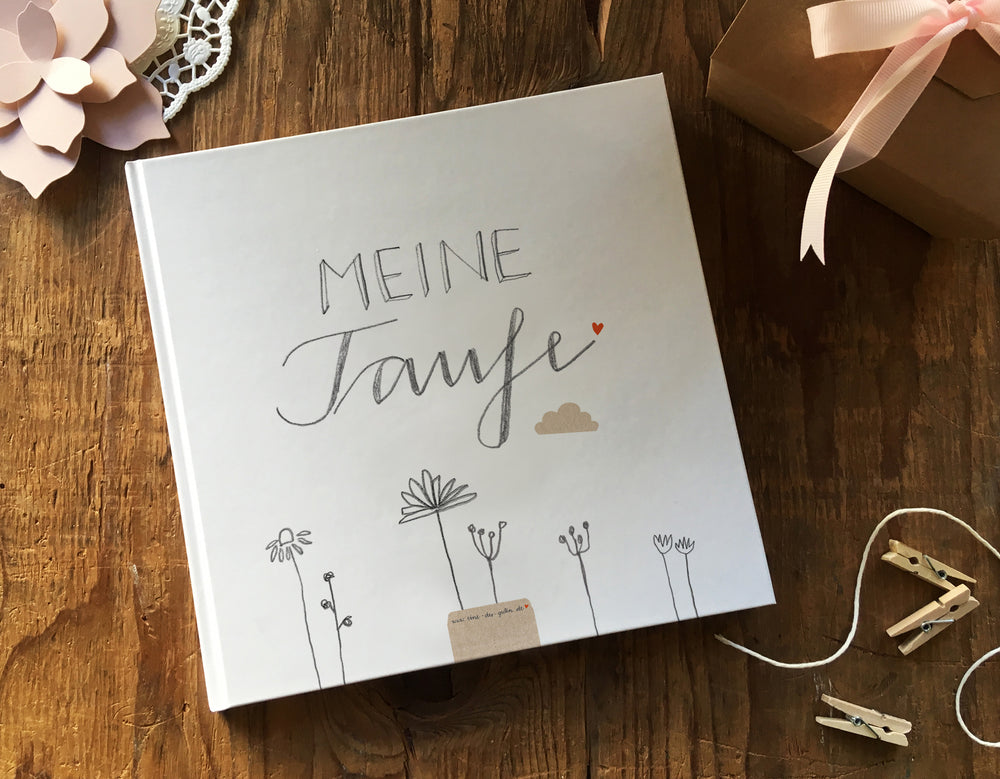Gästebuch - meine Taufe | weiß mit Blumen | Taufbuch für Tauffeier, Tauffest, als Taufgeschenk | 100 blanko Seiten, Recyclingpapier, Hardcover, 21x21