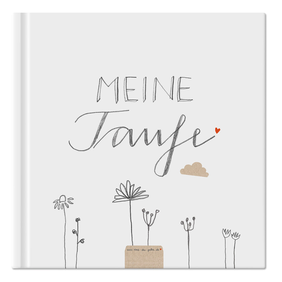 Gästebuch - meine Taufe | weiß mit Blumen | Taufbuch für Tauffeier, Tauffest, als Taufgeschenk | 100 blanko Seiten, Recyclingpapier, Hardcover, 21x21