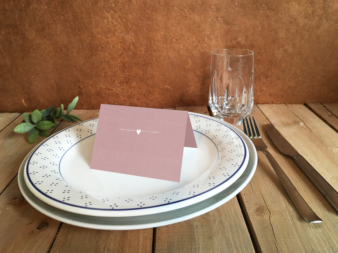 Tischkarten Schön, dass du da bist | Chic Rosa | Namenskarten und Tischdeko für Hochzeit oder Taufe | Recyclingpapier Platzkarten zum beschriften