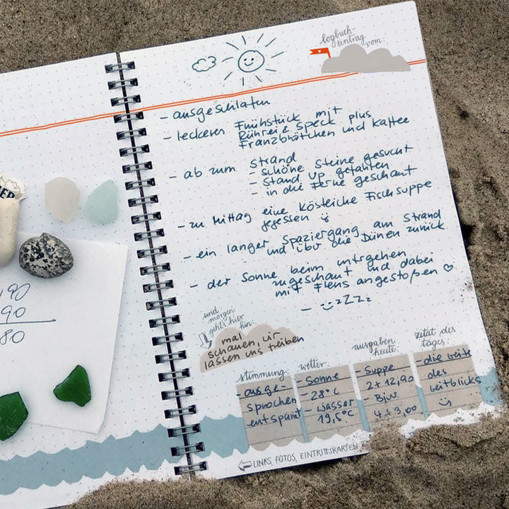 Reisetagebuch A5 zum selberschreiben & gestalten | Logbuch einer Reise | dotted, Blau