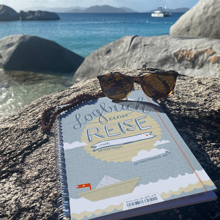 Reisetagebuch A5 zum selberschreiben & gestalten | Logbuch einer Reise | dotted, Blau