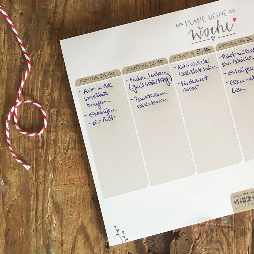 A5 Wochenplaner für Aufgaben & To-dos - Plane deine Woche - Wochenplan, Weiß Beige mit Blumen, Abreißblock für Termine und Erledigungen, 50 Blatt Recyclingpapier