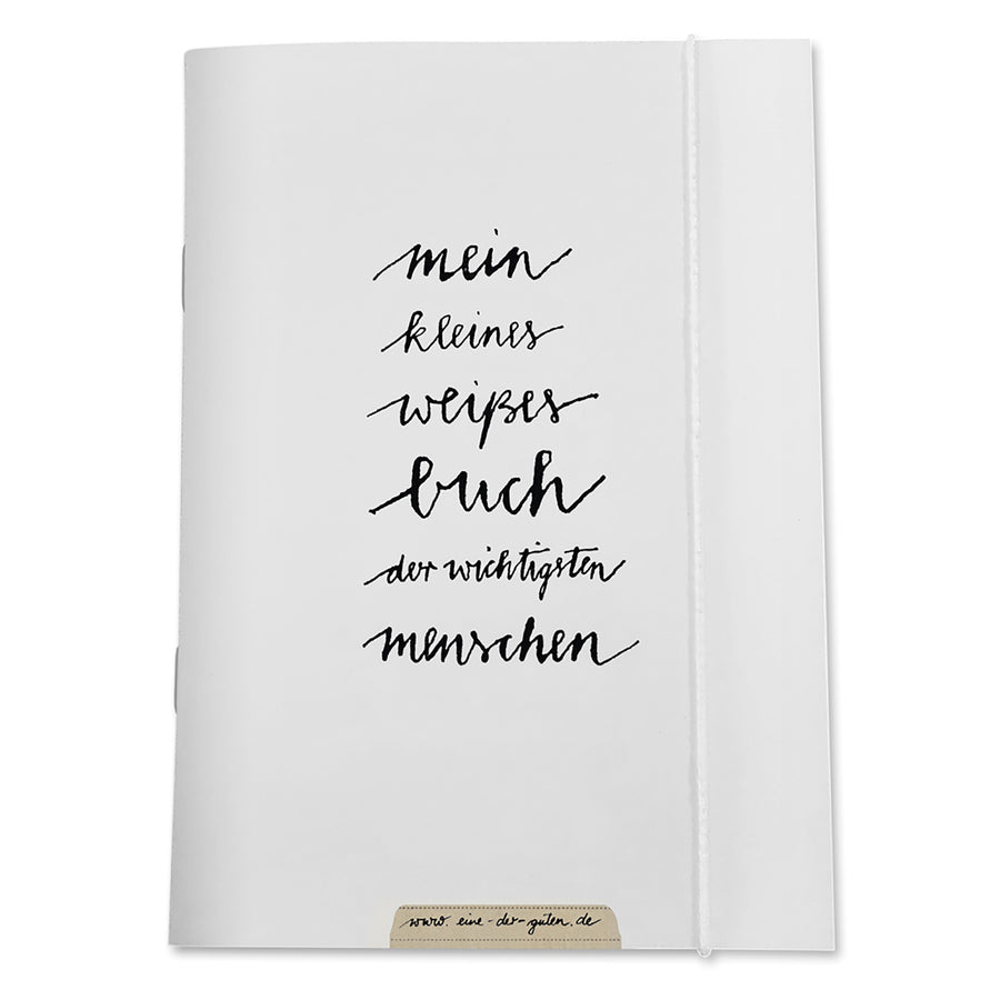 Adressbuch, Mein kleines, weißes Buch der wichtigsten Menschen, Adressheft, praktisches Notizbuch mit Register, Weiß, Kalligrafie