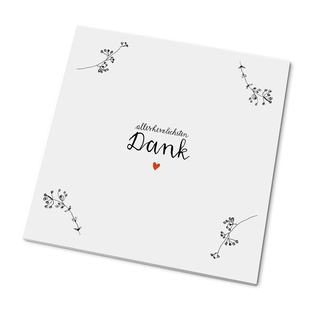 25 Marmeladendeckchen allerherzlichsten Dank | Gläserdeckchen Weiß für Marmelade & Einmachgläser | Recyclingpapier Abreißblock + 10 m Garn + Justiergummi