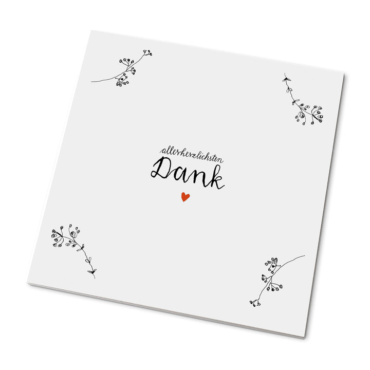 25 Marmeladendeckchen allerherzlichsten Dank | Gläserdeckchen Weiß für Marmelade & Einmachgläser | Recyclingpapier Abreißblock + 10 m Garn + Justiergummi